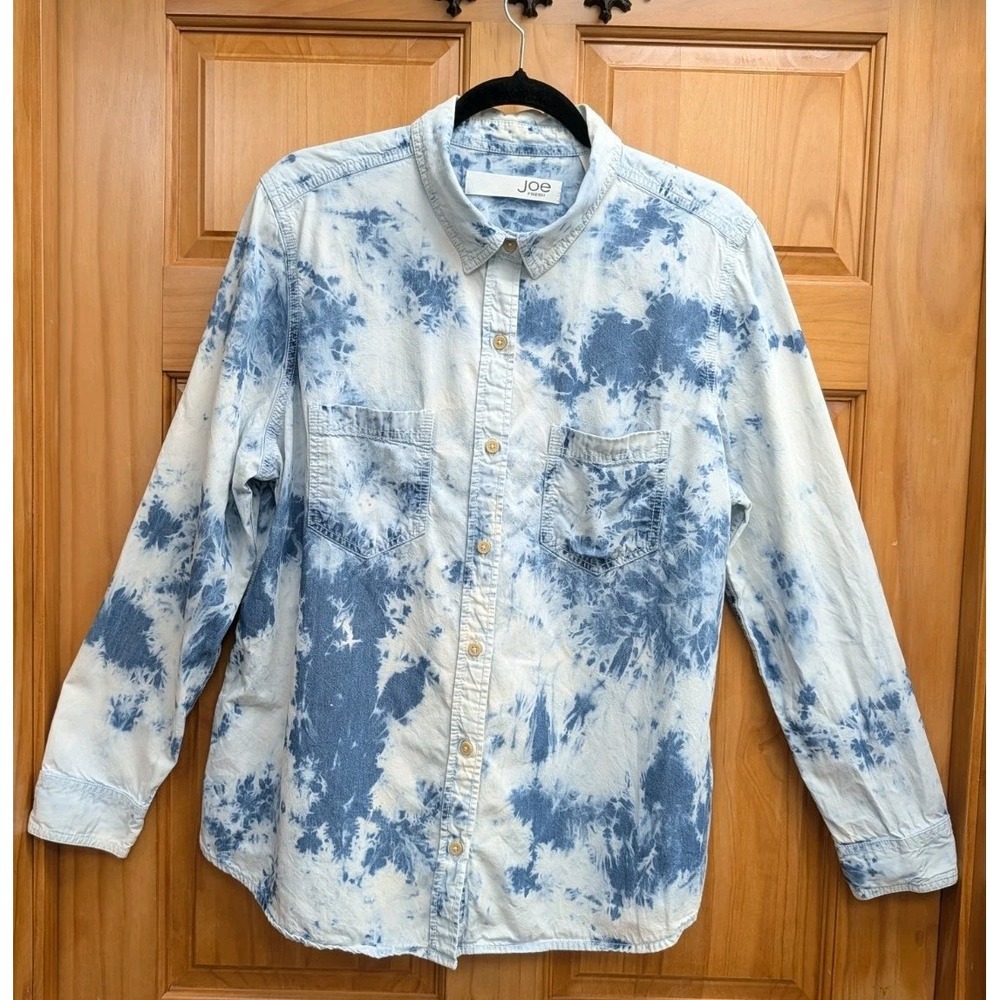 Joe Fresh Women's XL Tie Dye Shirt Button-Down Front Pockets Long Sleeves